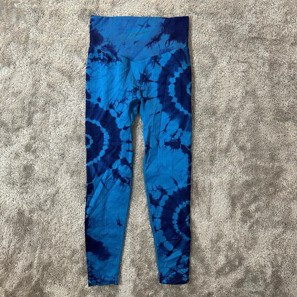 Victoria's Secret Pink Active Blue Tie Dye Ribbed Cropped Leggings XS - Picture 5 of 9